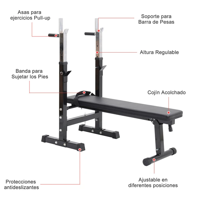 BANCO MUSCULACION,PLEGABLE Y AJUSTABLE,CON RACK SOPORTE PARA SENTADILLAS, MUSCULACION,ABDOMINAL,ENVIO GRATIS - AliExpress