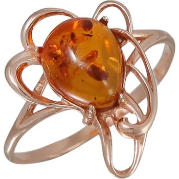 

Esthete ring with 1 Amber made of silver with gilding
