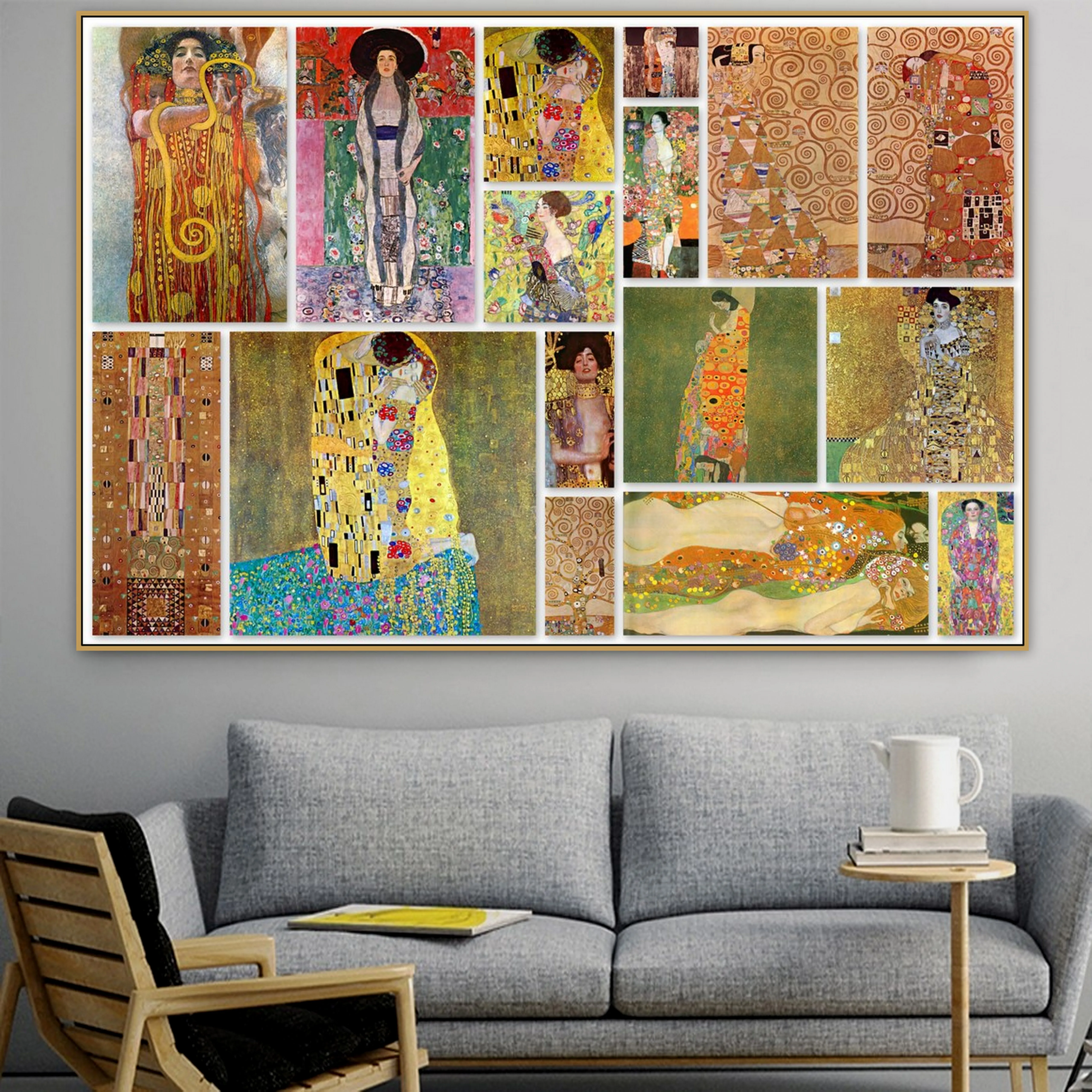 Старая известная художница Gustav Klimt поцелуй 2 Картина на холсте фотоколлаж печать