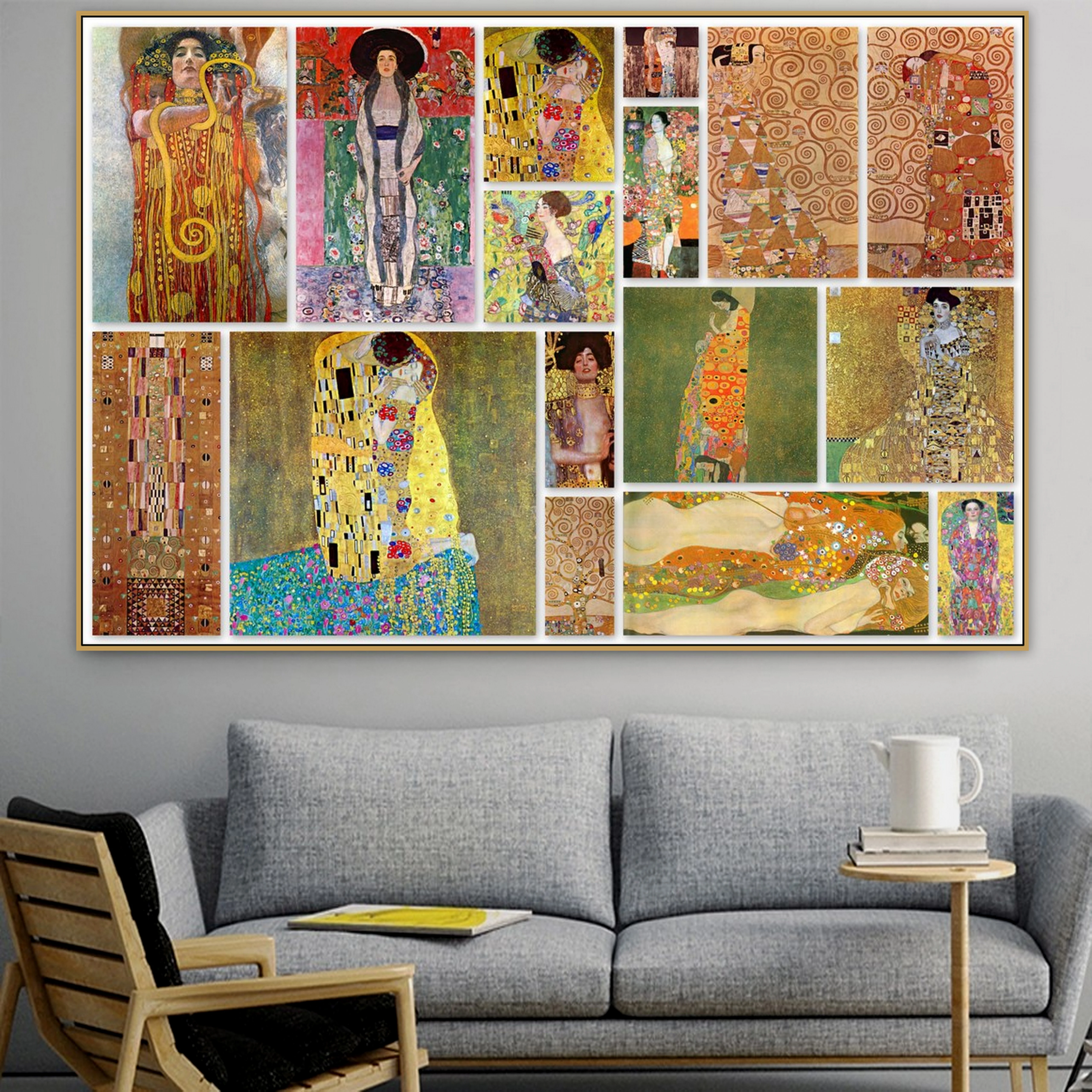 Gustav Klimt Old Famous Master Artist The Kiss 2 Canvas Painting Photo Collage Print For Living Room Wall Decor Wall Artwork Painting Calligraphy Aliexpress