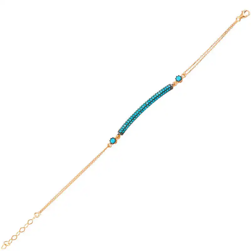 Merve Silver Blue Stone Water Ways Women 'S Bracelet