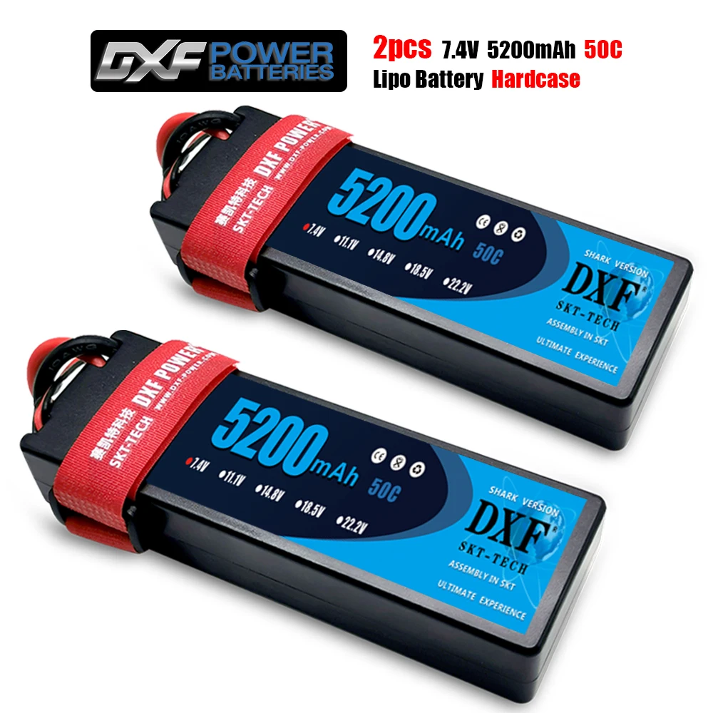 2 шт. DXF батарея Lipo 2S 7 4 V 8400mAh 7000mAh 6500mAh 5200mAh 50C 100C 60C 120C 240C для 1/8 Rc Revo Slash Stampede Car