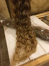 Noble rizado Ombre pelo mechones de cabello sintético Super largo rizado 1 Uds 28 -32 Rubio marrón mechones con extensiones de cabello