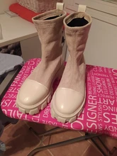 Botas de calcetín negro para mujer, zapatos góticos Punk, botines de plataforma, media blanca, novedad de 2020