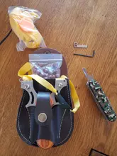 Tirachinas de acero inoxidable para caza potente, honda de cuero plano y madera maciza de alta precisión para exteriores y competición