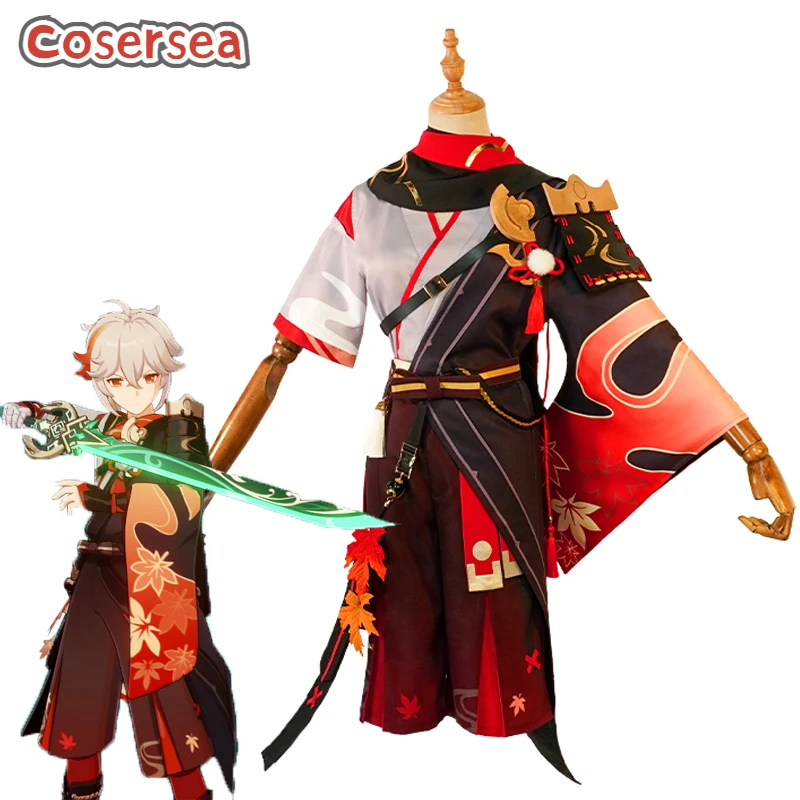 

Cosersea Game Genshin Impact Kazuha Cosplay Costume For Men Cloak Pants Scarf Leg Covers Male Fullset