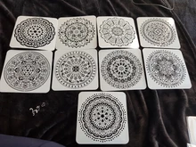 Plantilla para pintura libro de recortes colorear plantilla decorativa para álbum en relieve, Mandala redondo, geometría, manualidades, 15x15cm, paquete de 9 unidades