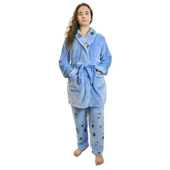 

Mini Kitty-Robe with pants coral soft and fluffy, with prints in the pants.