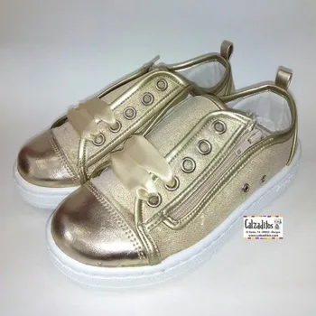 

Canvas sneakers toe metallic and satin bows, Dobsons.com for kids