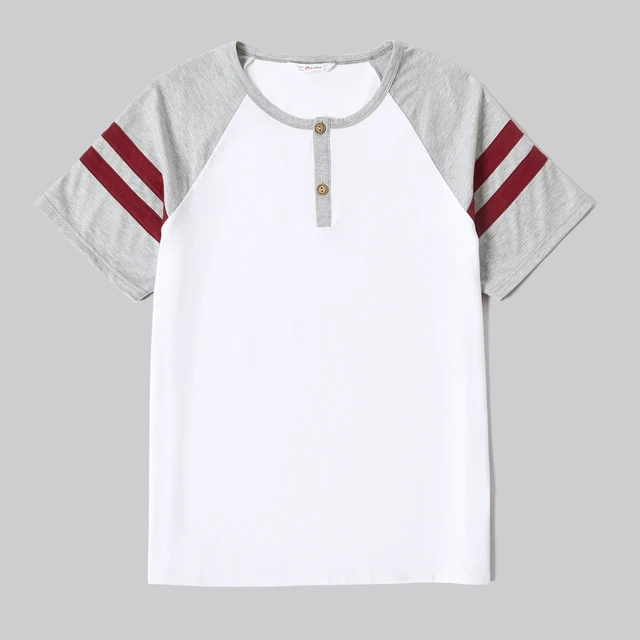 PatPat-Conjuntos de Serie Blanca y rojos a juego para Familia, mosaico, novedad de 2021, vestidos con cuello en V, camisetas, peleles 6