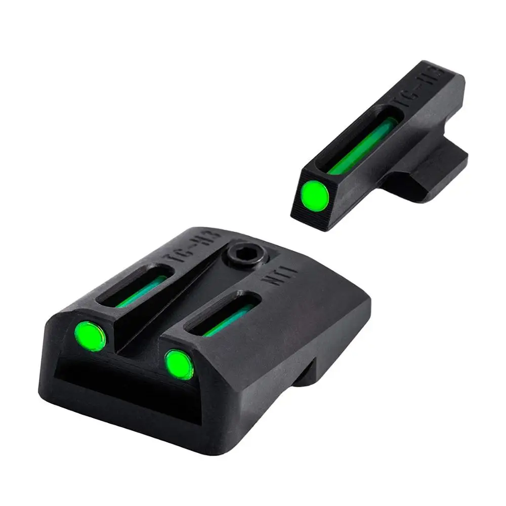 

Green Fiber Optic Night Sights for 1911 9mm .40 Pistol Gun cut Novak LoMount .270/.450 Front and Rear Glow in the Dark Sight Set