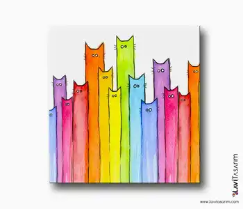 

Cat Rainbow Canvas Painting-Canvas Art Print Home Picture Frames Wall Photo Frame