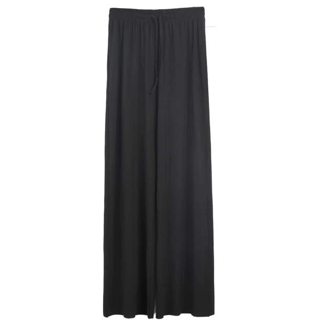Spring and Autumn New Ladies Ice Silk Light Wide Leg Trousers Girl Solid Color High Waist Loose Wild Straight Casual Pants Black