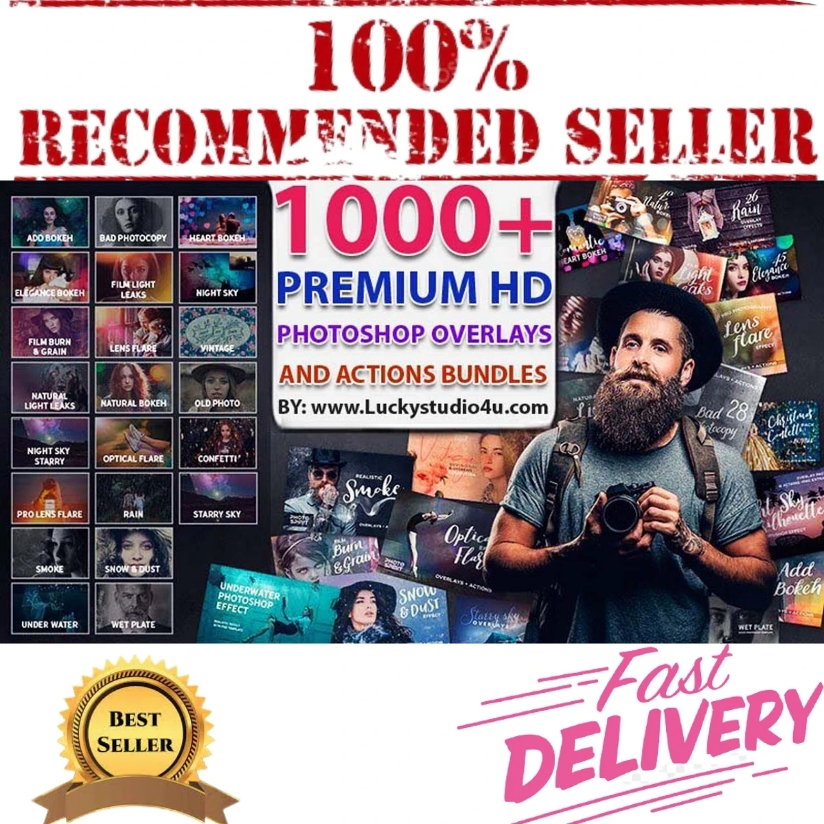 Superposiciones Premium HD y acciones para paquete completo Ps, 1000 +