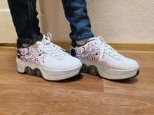 Zapatos de Parkour deformables para adultos y niños, patines con cuatro ruedas, para correr, unisex