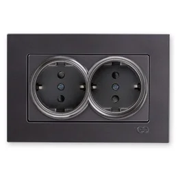 

PnpnElectrıc Gns Eqona Metallic Smoked Gray Double Grounded Socket 16A 220V AC Double Socket with Side Earth