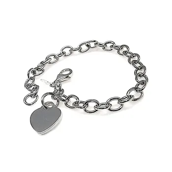 

Law silver bracelet 925mm female 18.5cm. Link chain charm smooth heart clasp