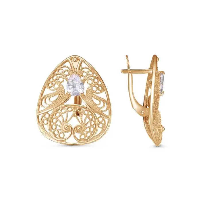 Earrings drop openwork gold plated | Украшения и аксессуары