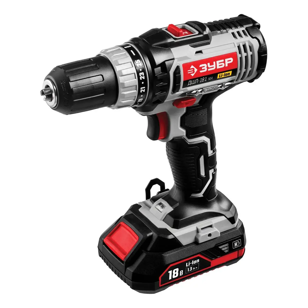Дрель-шуруповерт аккумуляторная ЗУБР ДШЛ-181 КН (2 режима, быстрозажимной патрон, 35 Нм, 1400 об/мин, реверс)