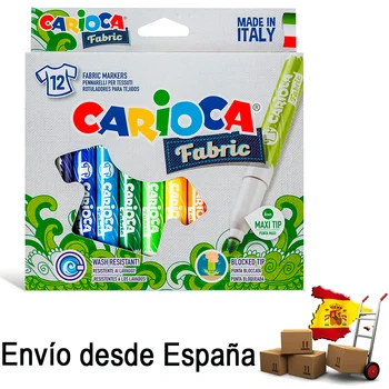 

CARIOCA FABRIC TEXTILE Textile Marker Pen - Box of Markers with Maxi Tip for Fabrics / Fabrics, 12 Colors