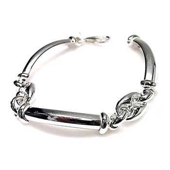 

Law silver bracelet 925m half 18cm. Width 11mm. Combined hawser woman
