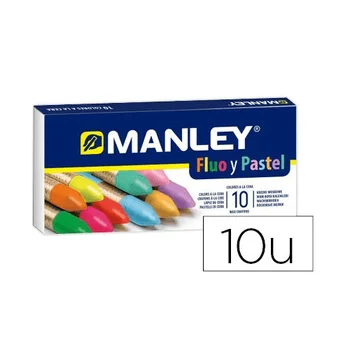 

Caja 10 cera blanda de Colores fluo y pastel Manley Multicolor