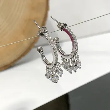 

Three Stone Dangle Italian Quality Silver Ring Earrings
