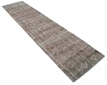 

74x310 Cm Beige Handmade Overdyed Runner Rug-2x10 Ft