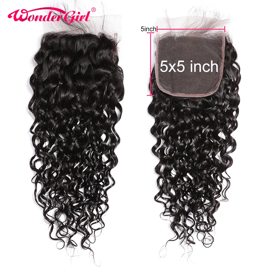

Water Wave 5x5 Lace Closure With Deep Parting Brazilian Remy Human Hair Closure With Baby Hair 5x5 Closure Wonder girl