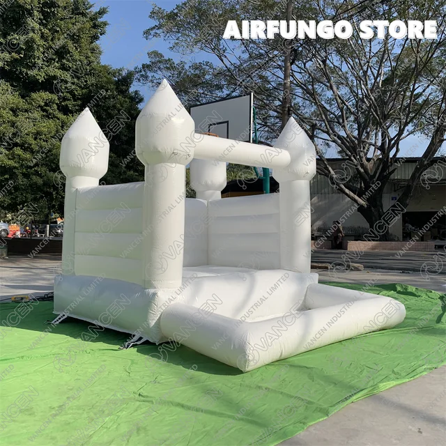 Wholesale Air Bounce Jumping Inflatable Wedding Castle White Bounce House With Ball Pit For Kids Moonwalk Party Celebration 5