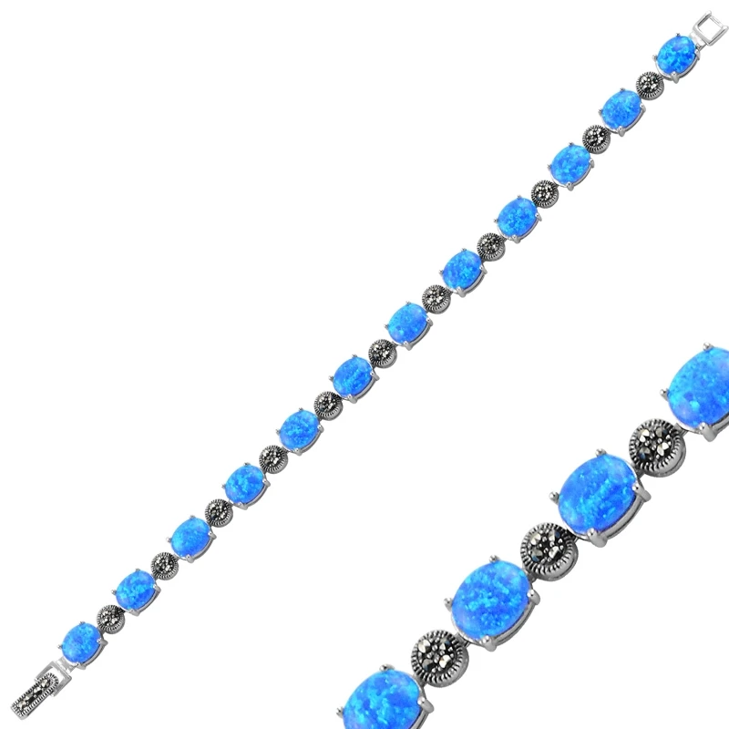 

Silver 925 Sterling Opal & Zircon Crystal Bracelet