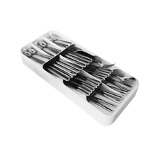 Organizador de cocina, caja de almacenamiento de cubiertos con cajón, bandeja, tenedor, cuchara, contenedor divisor para utensilios de cocina, soporte de estante de gabinete