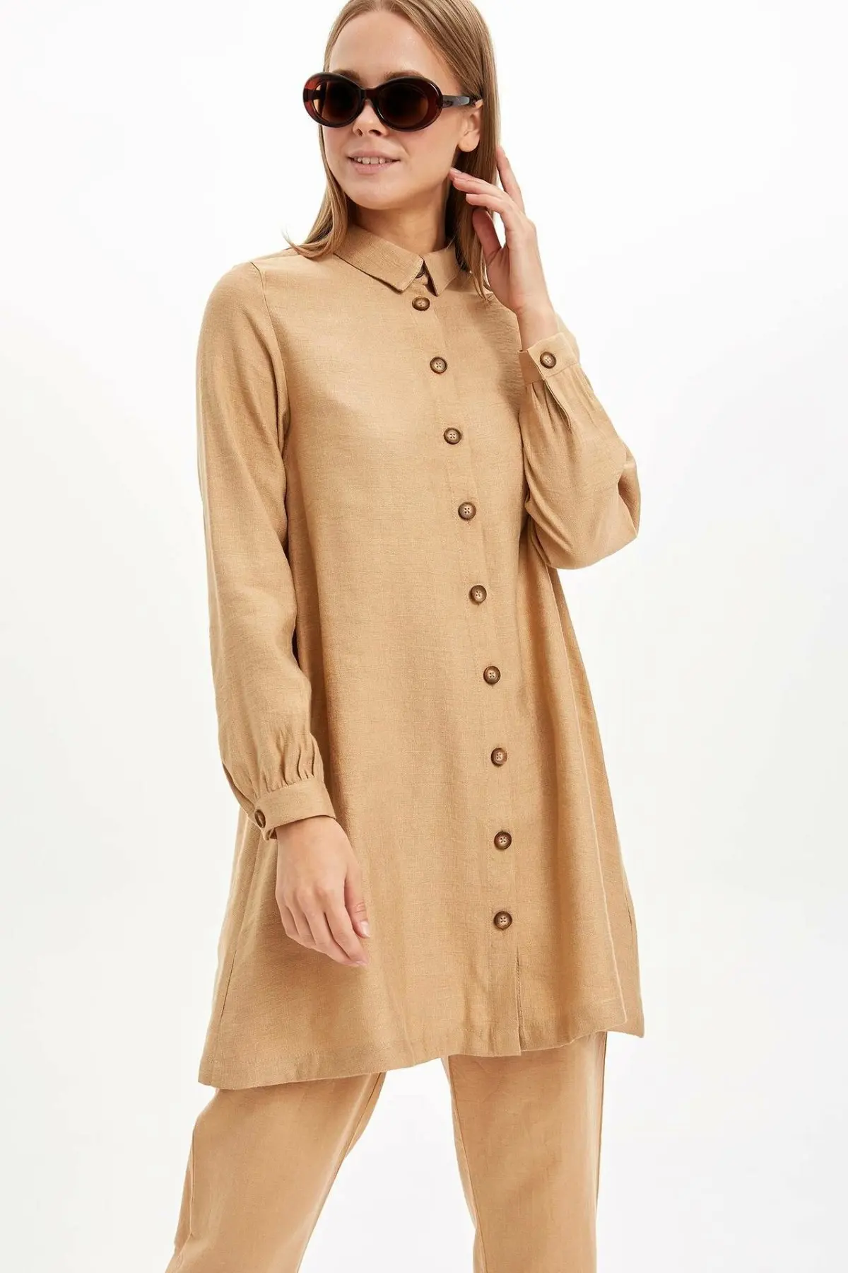 Дефакто Женская тканая Tunic M2562AZ19AU с длинным рукавом| |