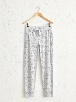 

Lacing Detailed Printed Pajama Bottoms