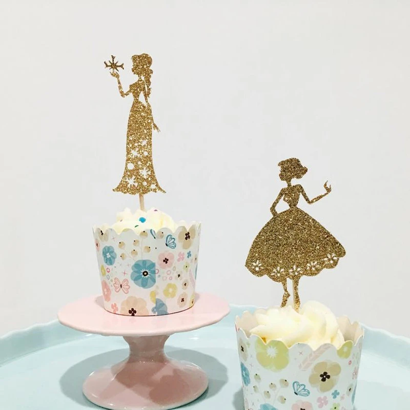 Toppers De Cupcake Princesse Cendrillon A Paillettes Personnalisees Cure Dents De Fete D Anniversaire De Mariage Pour Filles Aliexpress Maison Animalerie