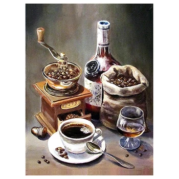 

Аж-1434 painting rhinestones 'coffee set' 30*40 cm