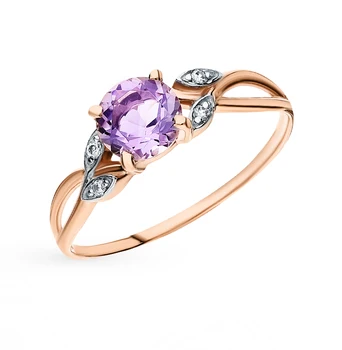 

Gold ring with amethyst and cubic zirconia sunlight sample 585
