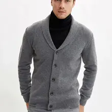 DeFacto Мужской Повседневный свитер с отворотом, тонкое пальто, мужские Модные однотонные простые свитера с пуговицами, мужские удобные пальто осень-L2818AZ19WN