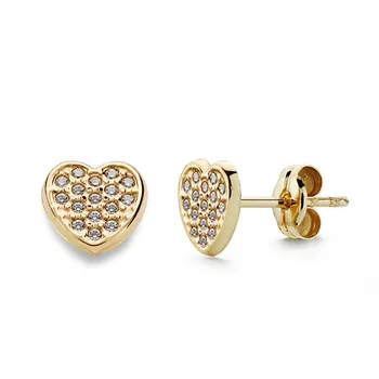 

Earrings heart 18k gold 7mm. Zircons close pressure [9812]