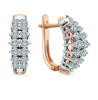 

Gold earrings "diamonds of Yakutia" sunlight sample 585