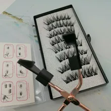 Pestañas postizas magnéticas 3D, 5 imanes, 4 pares, hechas a mano, naturales, de visón Artificial, con pinzas