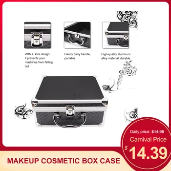 

Large Cosmetic Organizer Black Aluminum Alloy Portable Tattoo Machine Makeup Cosmetic Gun Box Case Tattooing Kits Storage Organi