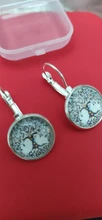 Pendientes de árbol de la vida para mujer, aretes de Color plata, pendientes de Francia para mujer, aretes con gancho para la oreja, joyería cabujón de cristal