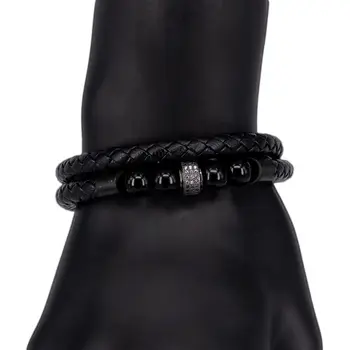 

Leather bracelet (genuine leather, magnetic lock, black) 55285