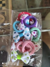10Pcs Polka Dots Bow Hair Ring Rope Elastic Hair Rubber Bands Hair Accessories for Girls