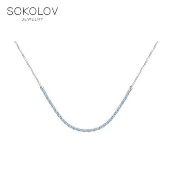 

SOKOLOV necklace with cubic silver, fashion jewelry, 925, women's male