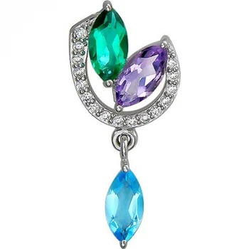 

Esthete pendant with a scattering of colored and precious stones made of silver