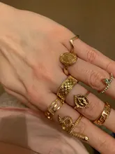 Conjunto de anillo con gemas estilo Retro bohemio para mujer, sortija, flor de cristal, elefante, Loto hueco, 32 estilos, regalo de aniversario de boda