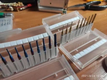 XCAN-Juego de brocas de grabado, Nano Blue Coated brocas de rebajadora de CNC, cortador de fresado de corte, vástago de 1/8 , herramientas de fresado de carburo