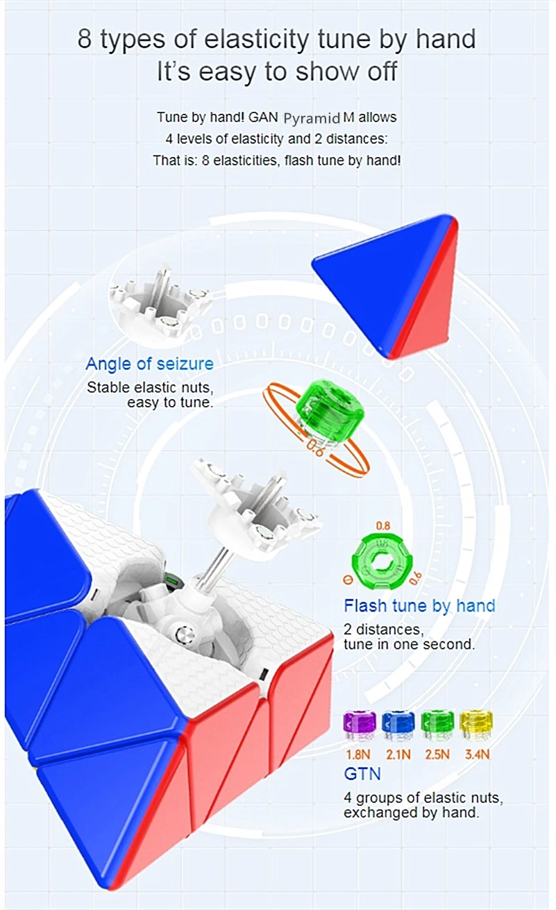 Profissional de Pirâmide Gan de 3x3x3 e 3x3 Gan de 3x3x3 Cubo Mágico Magnético 7 Cubos mágicos
